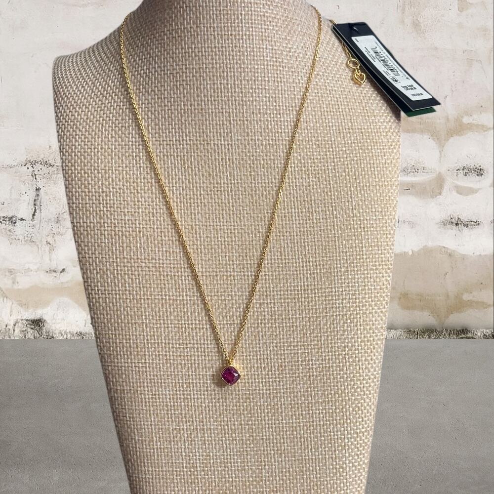 Kate Spade $58 Bubbly Bezel Gold Necklace with Pink Pendant NWT